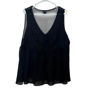 Torrid Women’s Black Sheer Sleeveless Top Size 2 Embroidered Witchy Whimsigoth